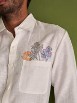 Hae Block-Printed Linen Shirt - Ivory