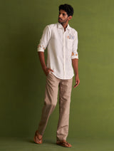 Hae Block-Printed Linen Shirt - Ivory