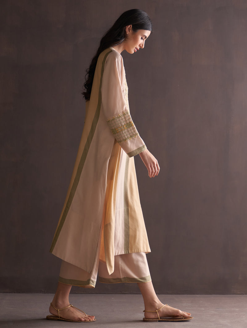 Saori Hand-Embroidered Kurta - Sun