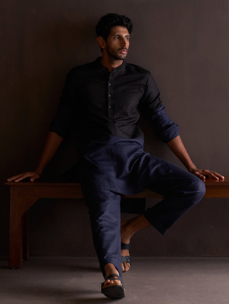 Kash Ombre Kurta Set - Midnight