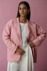 Nina Thick Linen Blazer - Rose