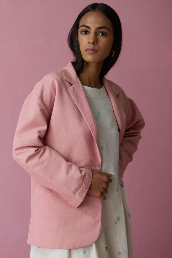 Nina Thick Linen Blazer - Rose