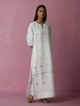 Rina Jamdani Linen Co-ord Set - Ivory