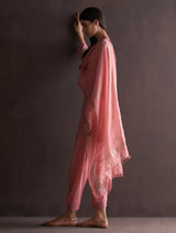Rya Handwoven Metallic Dupatta - Coral