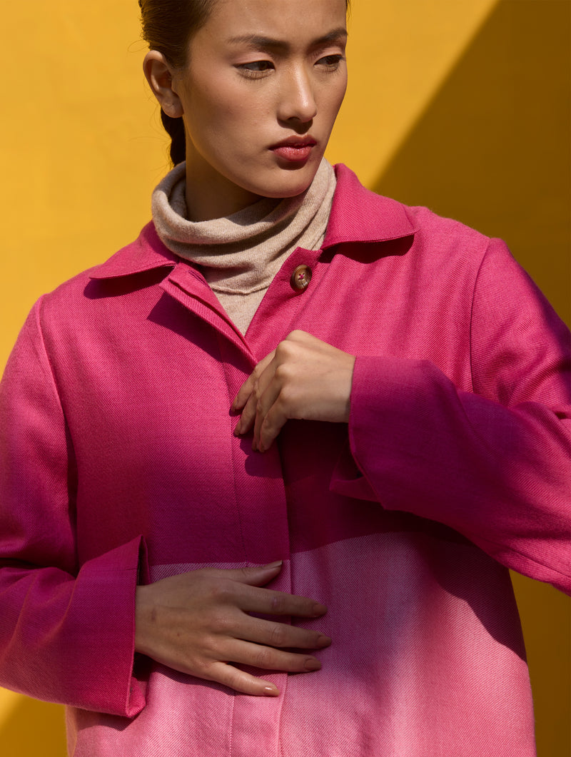 Wren Buttoned Wool Jacket - Rose