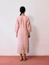 Raya Metallic Linen Wrap dress - Pink