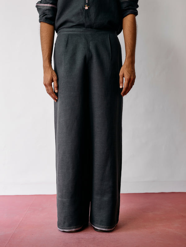 Rin Linen Pants - Charcoal