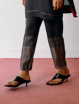 Nila Tapered Metallic Linen Pants - Charcoal
