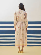 Greta Floral Linen Dress - Sand