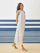 Inara Check Linen Dress With Blazer - Ivory