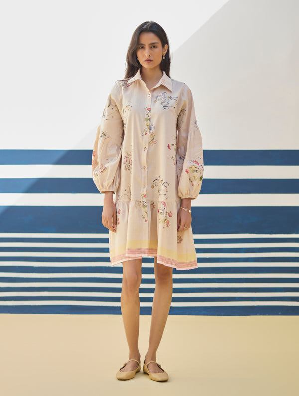 Alara Floral Shirt Dress - Sand
