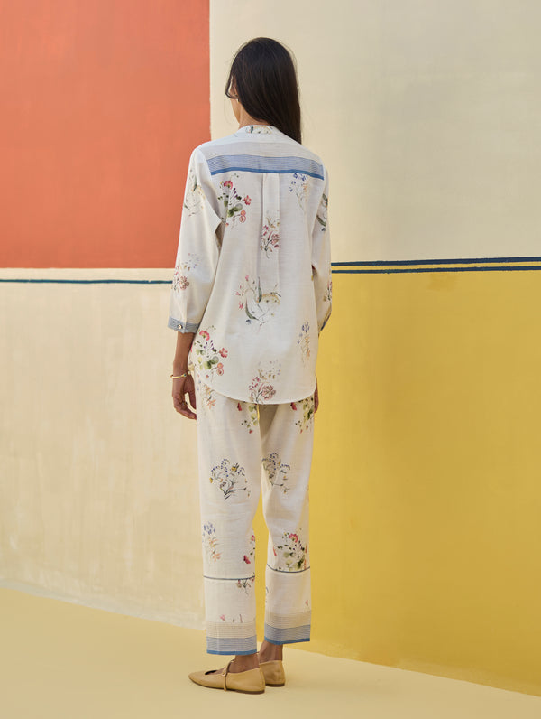 Vani Watercolour Floral Shirt - Ivory