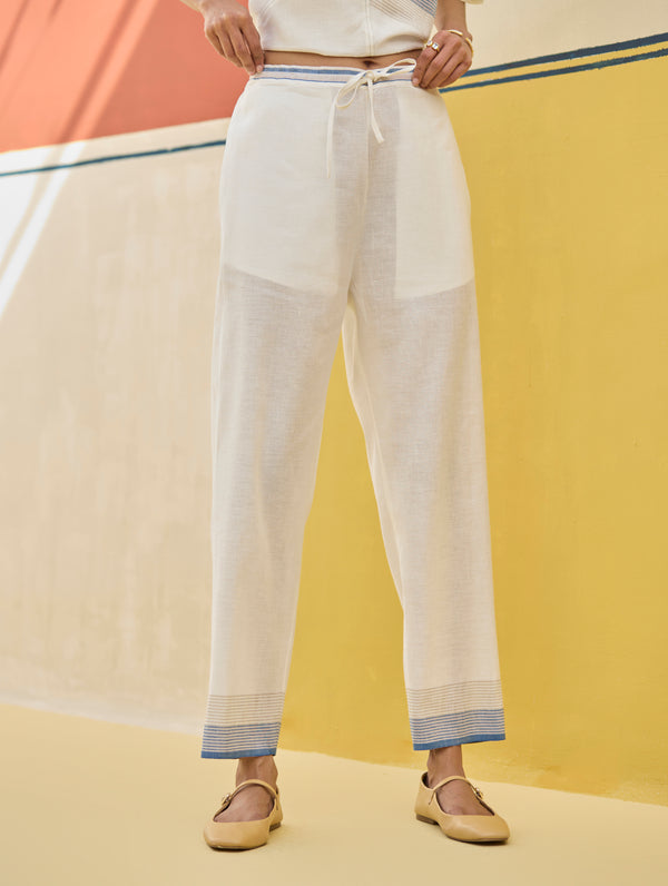 Reya Classic Border Pant - Ivory