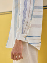 Yuto Modern Check Linen Shirt - Ivory