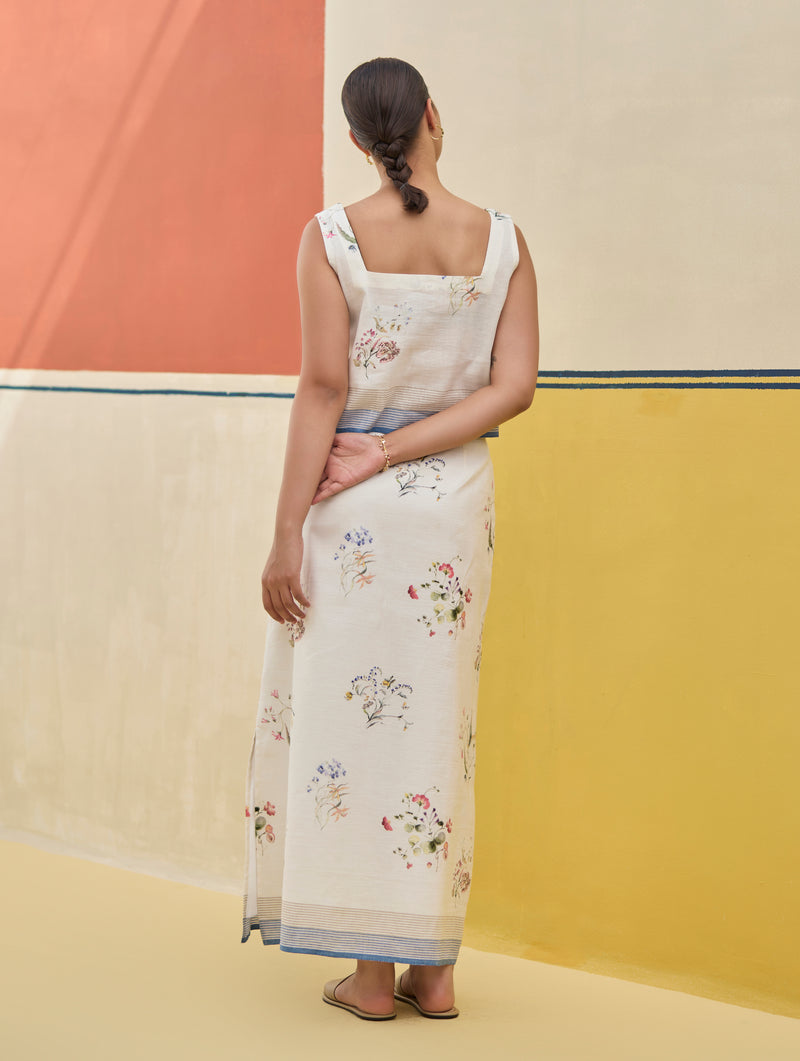 Leena Watercolour Floral Skirt - Ivory