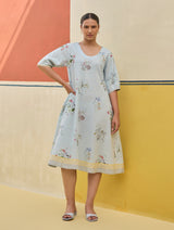 Kaya Watercolour Floral Linen Dress
- Sky