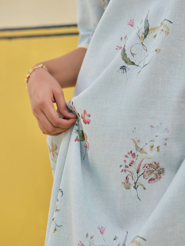Kaya Watercolour Floral Linen Dress
- Sky