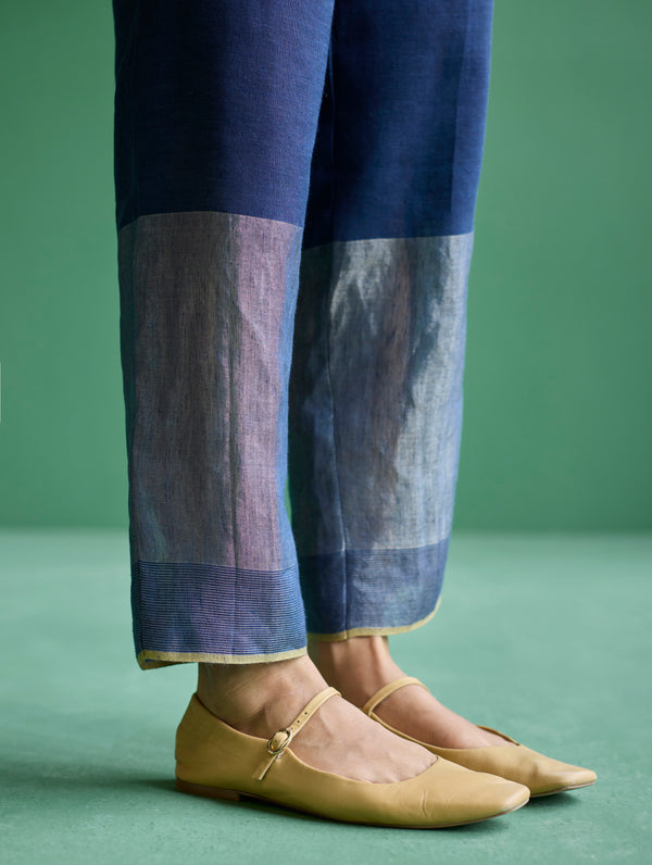 June Metallic Linen Pant - Navy