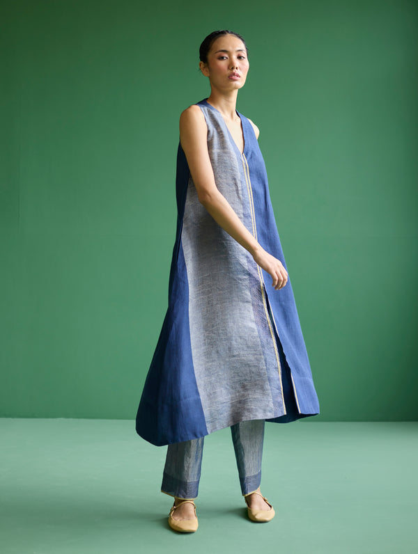 Ayana Metallic Linen Co-ord Set - Navy