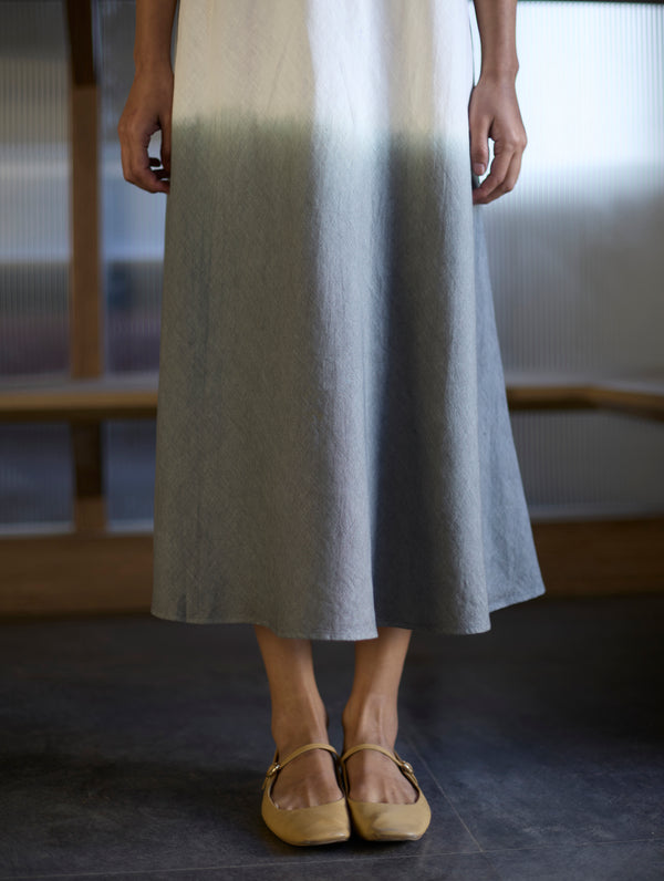 Kiya Ombre Hand-Dyed Linen Dress & Jacket - Grey