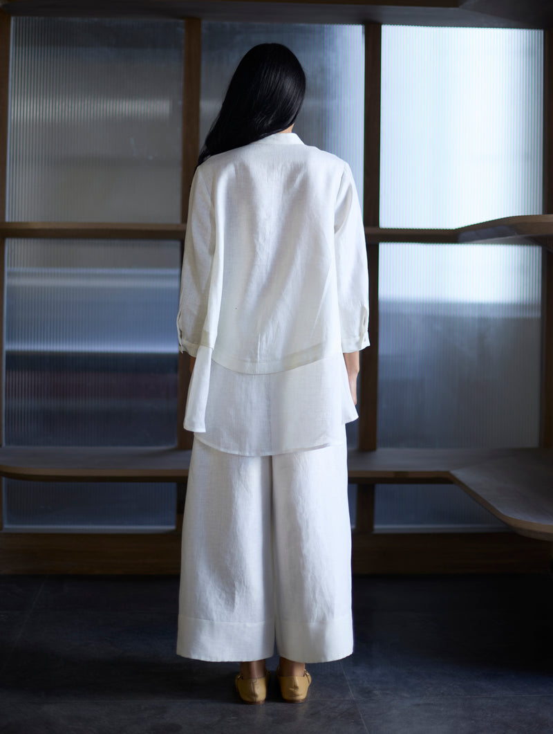 Anaya Linen  A-Line Shirt - Ivory