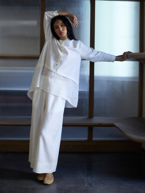 Anaya Linen  A-Line Shirt - Ivory