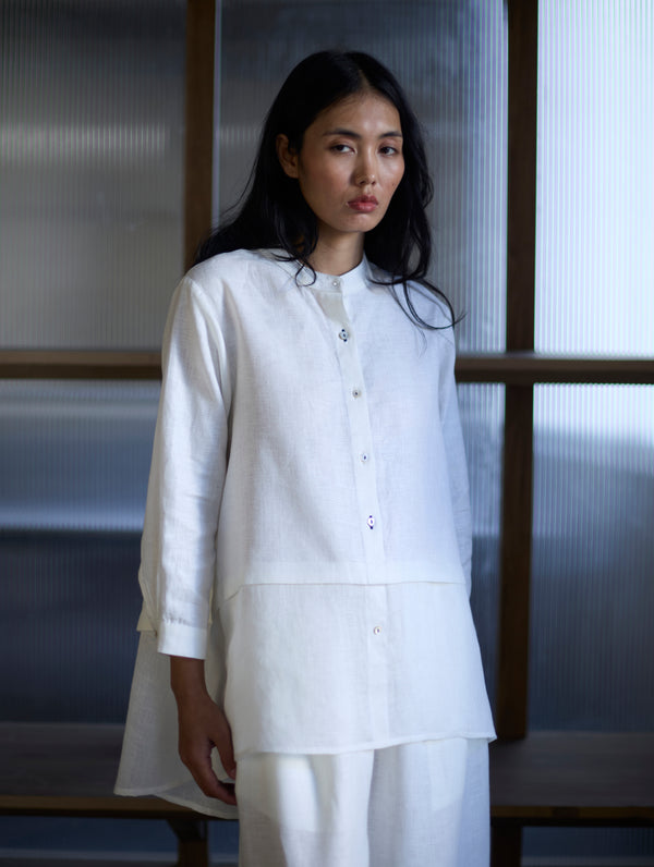 Anaya Linen  A-Line Shirt - Ivory