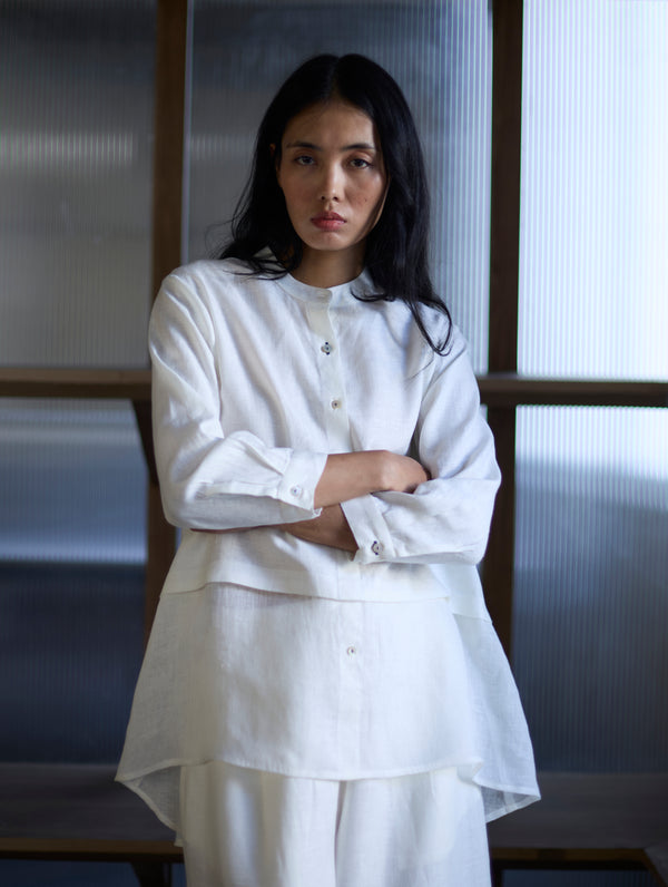 Anaya Linen  A-Line Shirt - Ivory