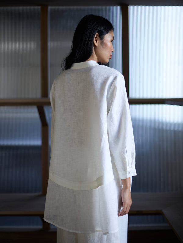Anaya Linen  A-Line Shirt - Ivory