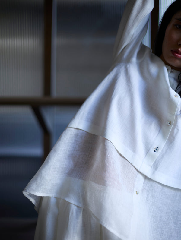 Anaya Linen  A-Line Shirt - Ivory