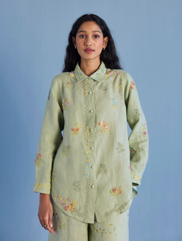 Alila Hand-Embroidered Co-ord Set -  Mint