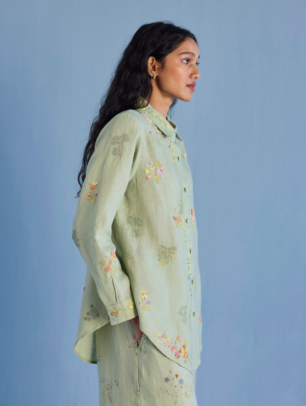 Alila Hand-Embroidered Co-ord Set -  Mint