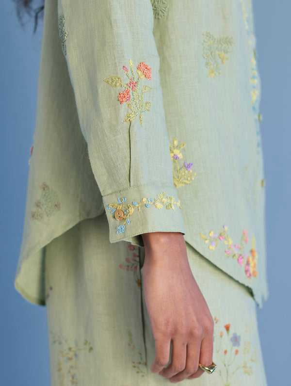 Alila Hand-Embroidered Co-ord Set -  Mint
