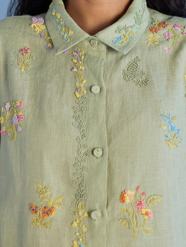 Alila Hand-Embroidered Co-ord Set -  Mint