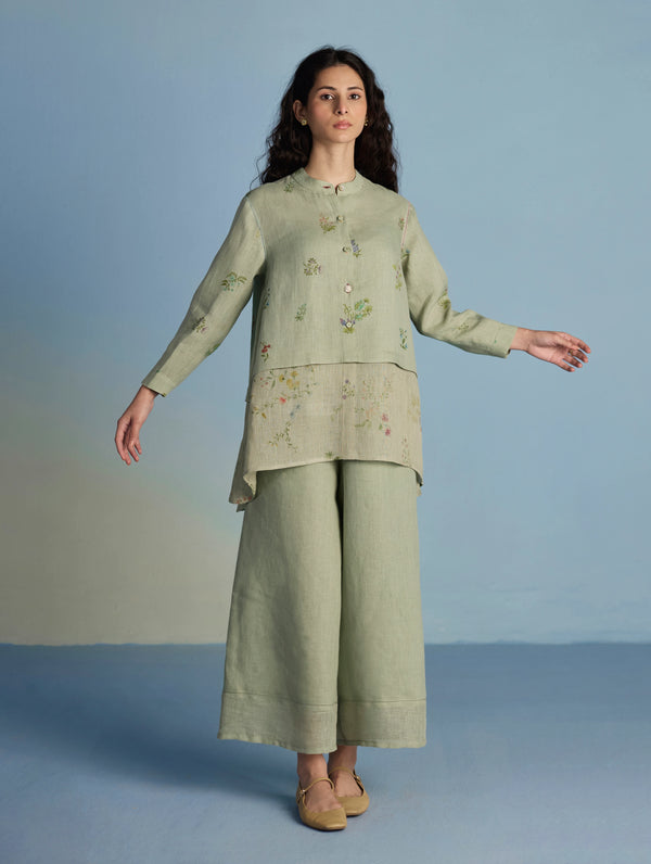 Leina A- Line Linen Co-ord Set - Mint