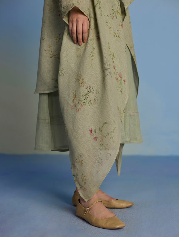Tai Floral Sheer Linen Overlay - Mint