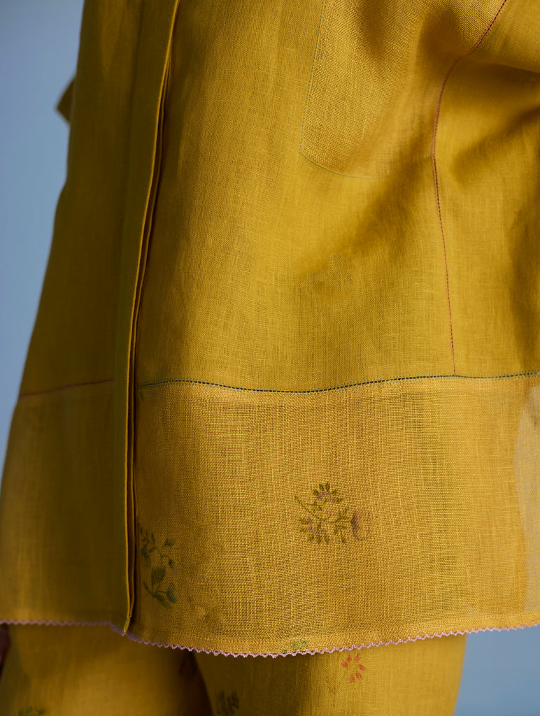 Secure Aboli Patchwork Yellow Linen Shirt Manan secure-aboli-patchwork-yellow-linen-shirt-manan
