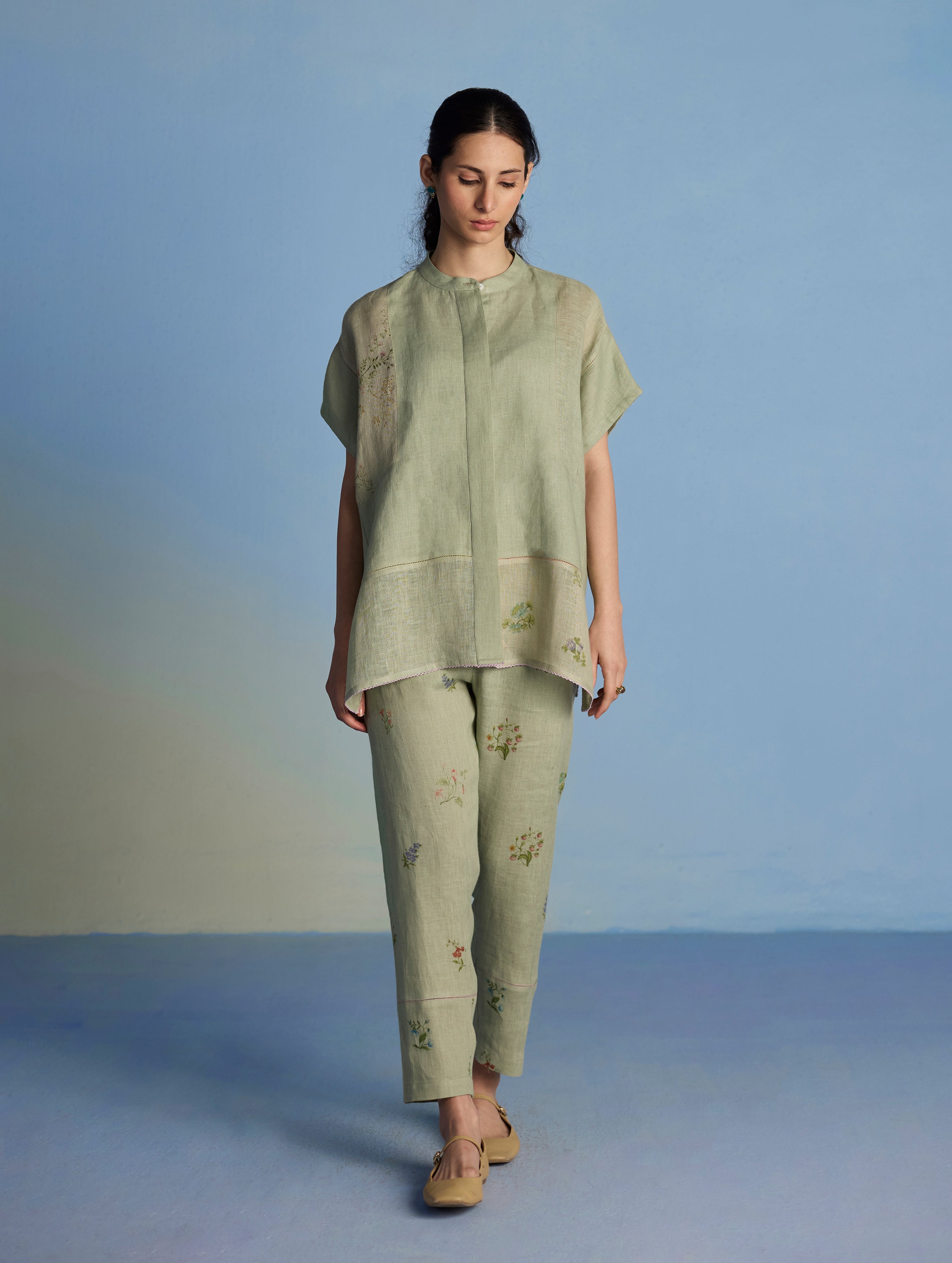 Aboli Color Aboli Patchwork Linen Co-ord Set - Mint – Manan
