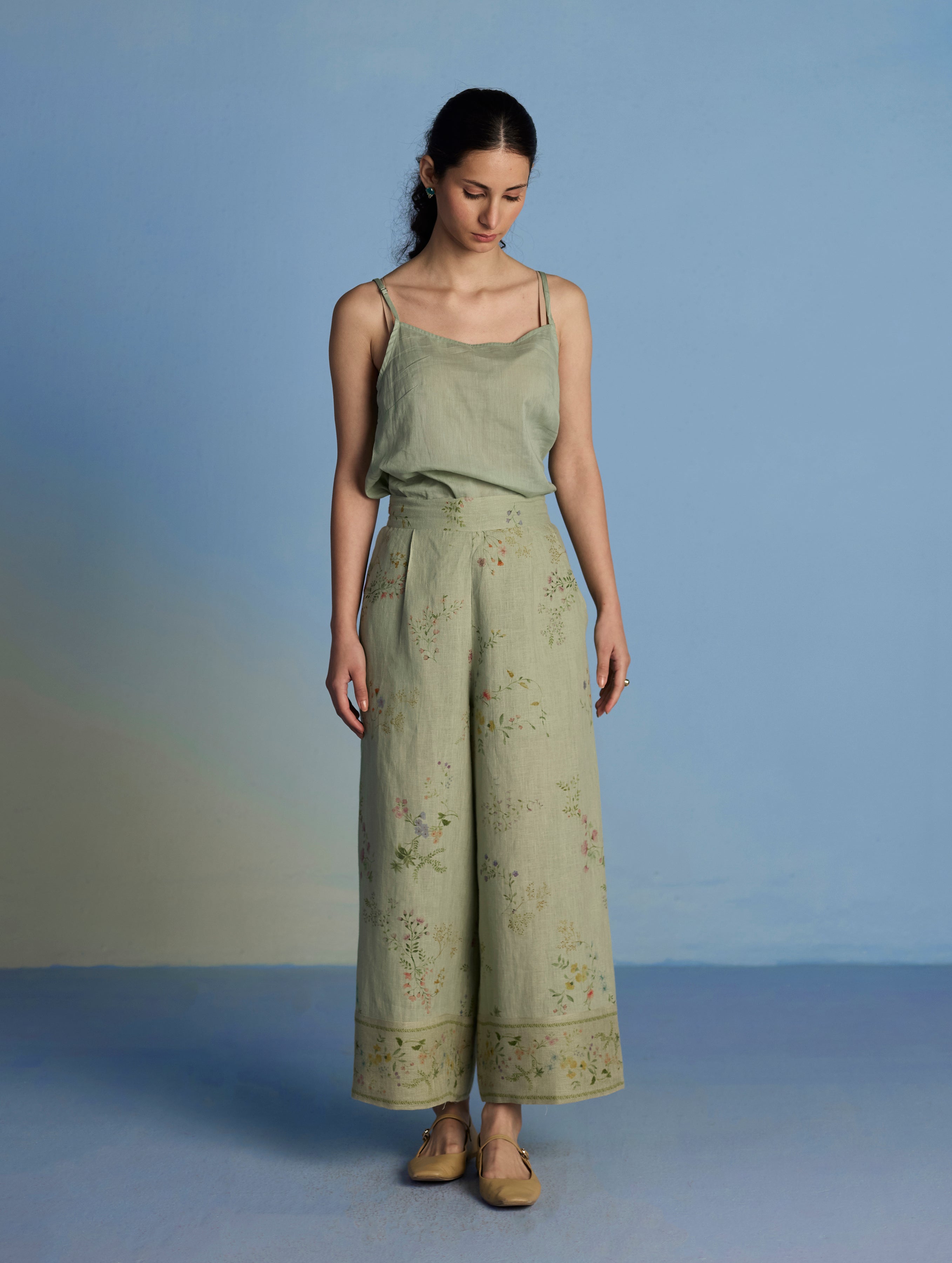 AM0223 SIDE POCKET 100%LINEN PANT