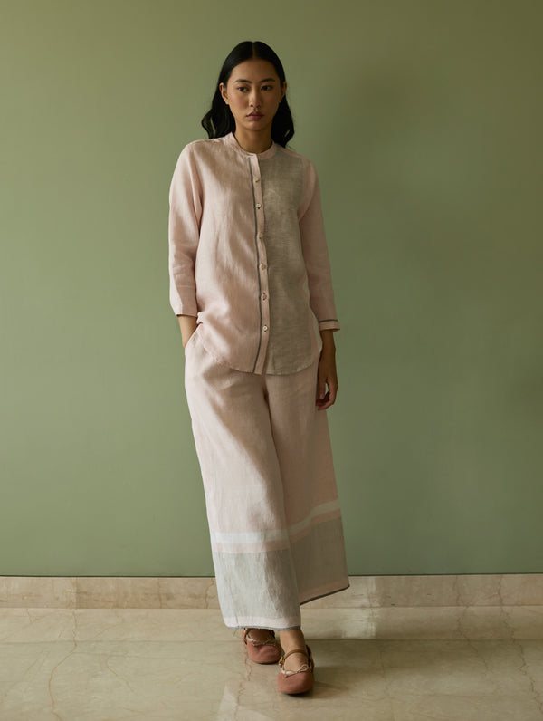 Aline Border Linen Co-ord Set - Blush