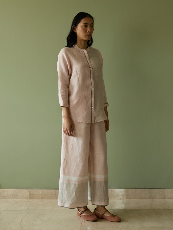 Aline Border Linen Co-ord Set - Blush