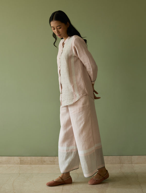 Aline Border Linen Co-ord Set - Blush
