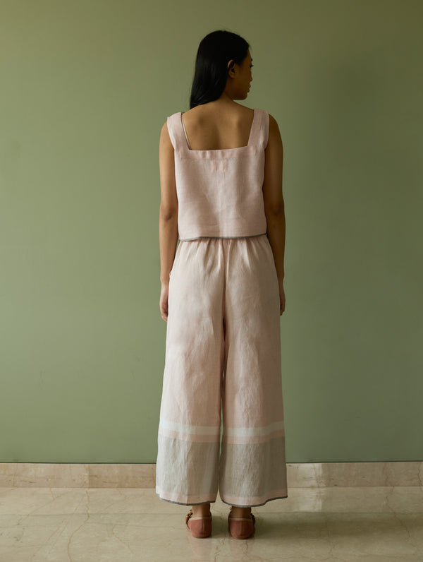 Della Border Linen Culottes - Blush