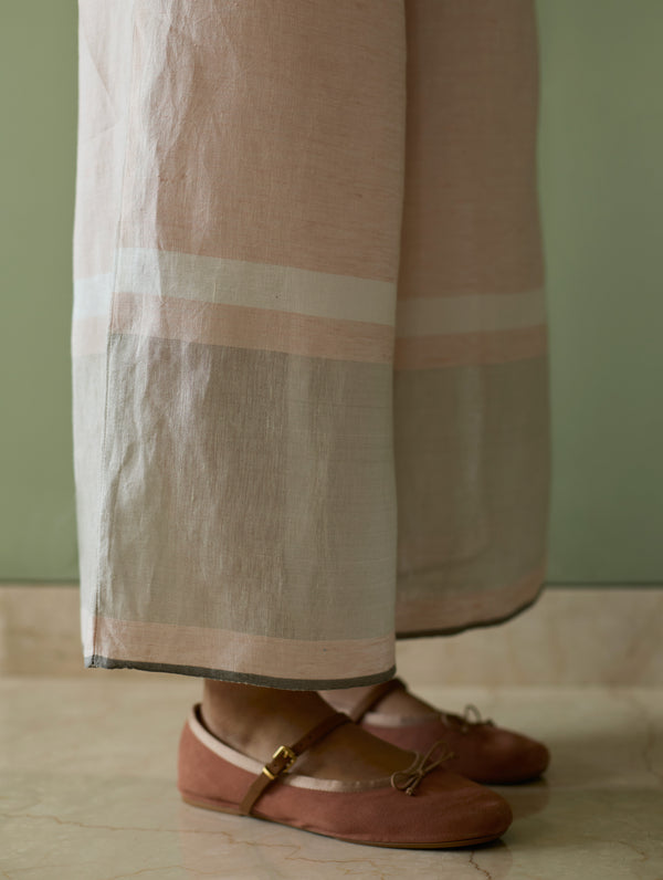 Aline Border Linen Co-ord Set - Blush