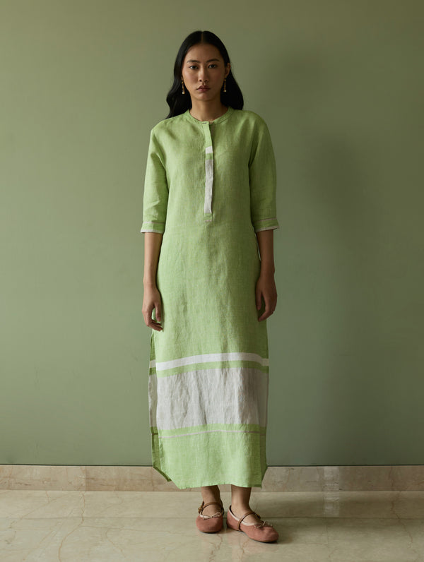 Terra Border Linen Dress - Meadow