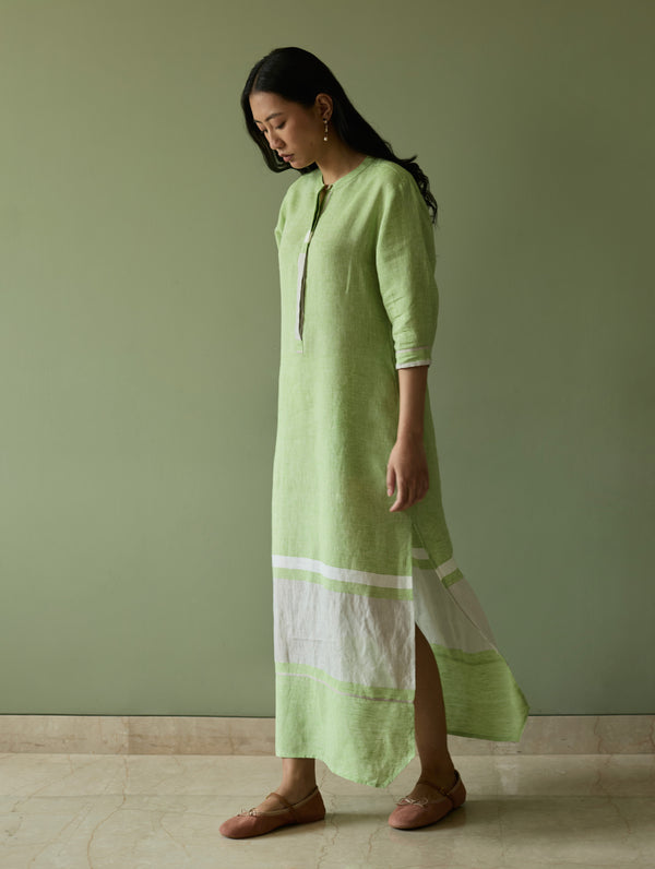 Terra Border Linen Dress - Meadow