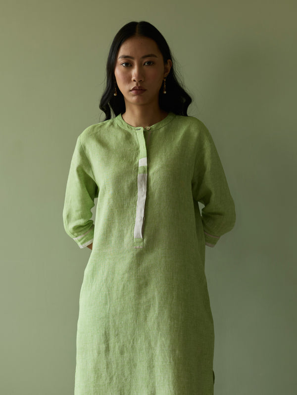 Terra Border Linen Dress - Meadow