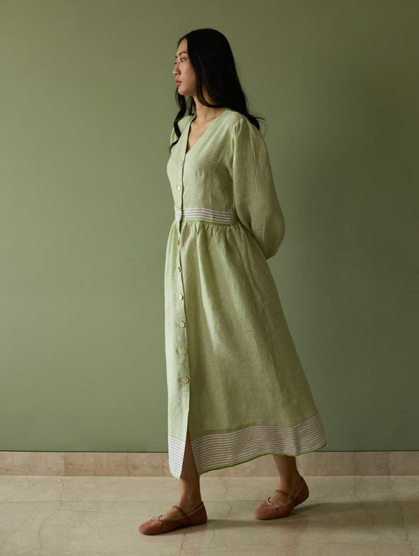 Liana Stripe Linen Dress - Meadow