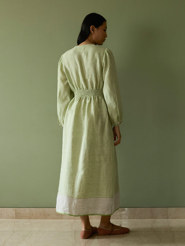 Liana Stripe Linen Dress - Meadow