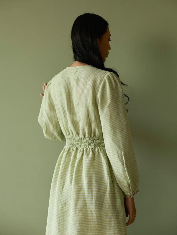 Liana Stripe Linen Dress - Meadow